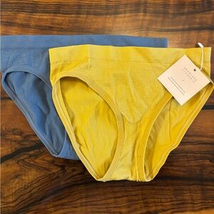 Unused Set of 2 Seamless Lingerie Bikini Briefs, Marigold and Cornflower Blue